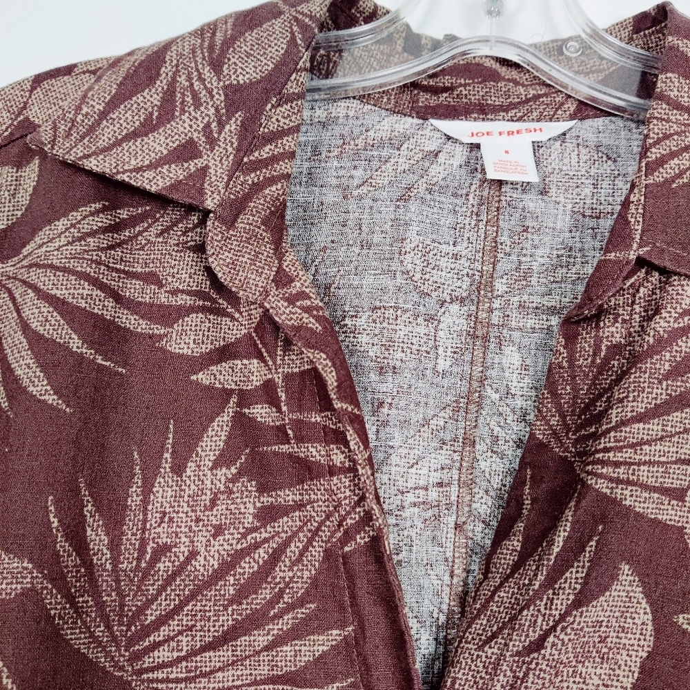 Joe Fresh Burgundy Floral Print Short-Sleeve Midi Dress - Picture 5 of 10